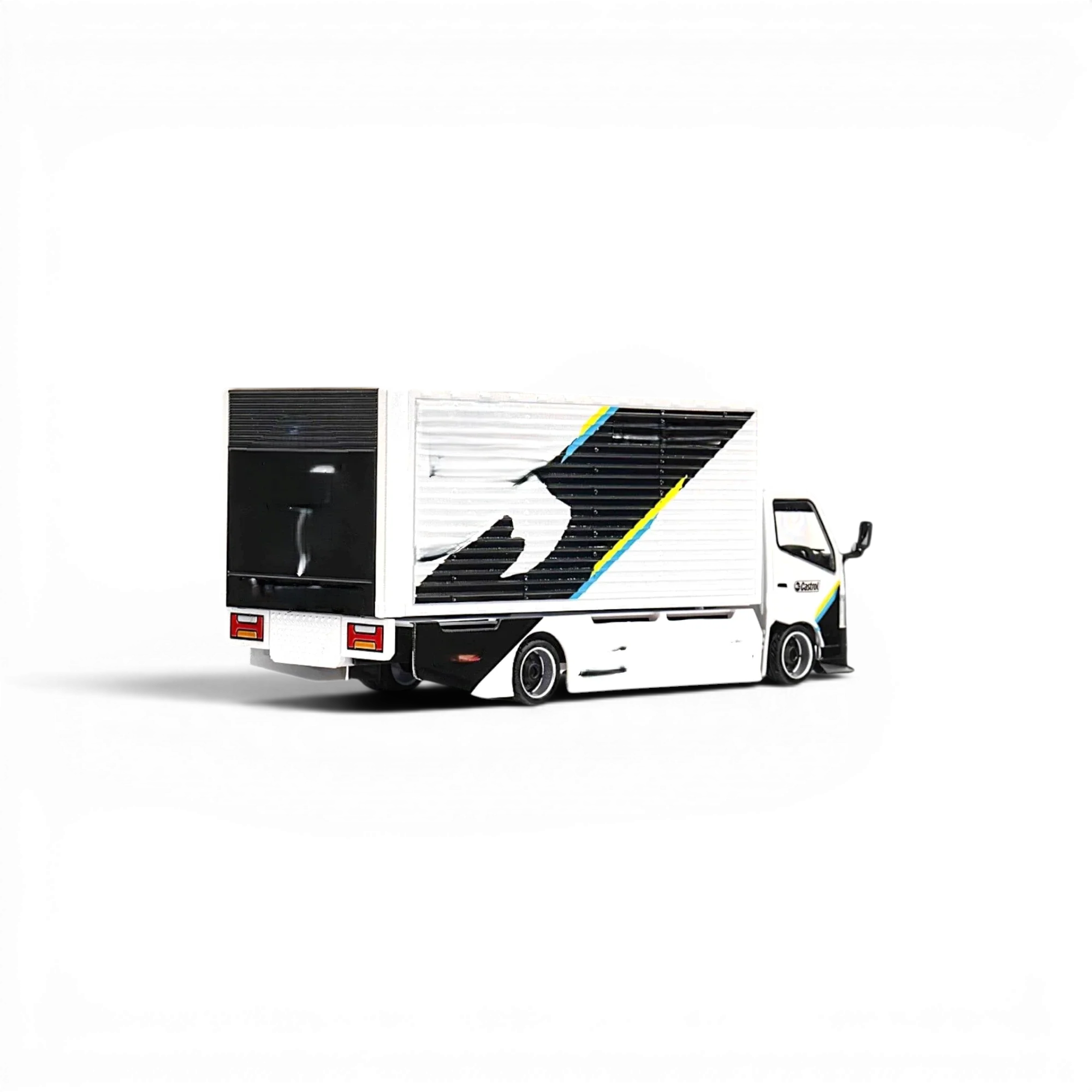 MicroTurbo HINO 300 Custom Box Truck White - Black Livery 1:64