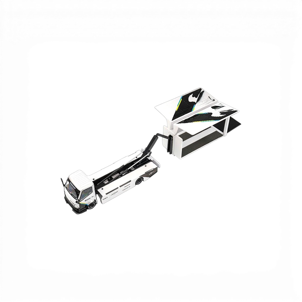 MicroTurbo HINO 300 Custom Box Truck White - Black Livery 1:64