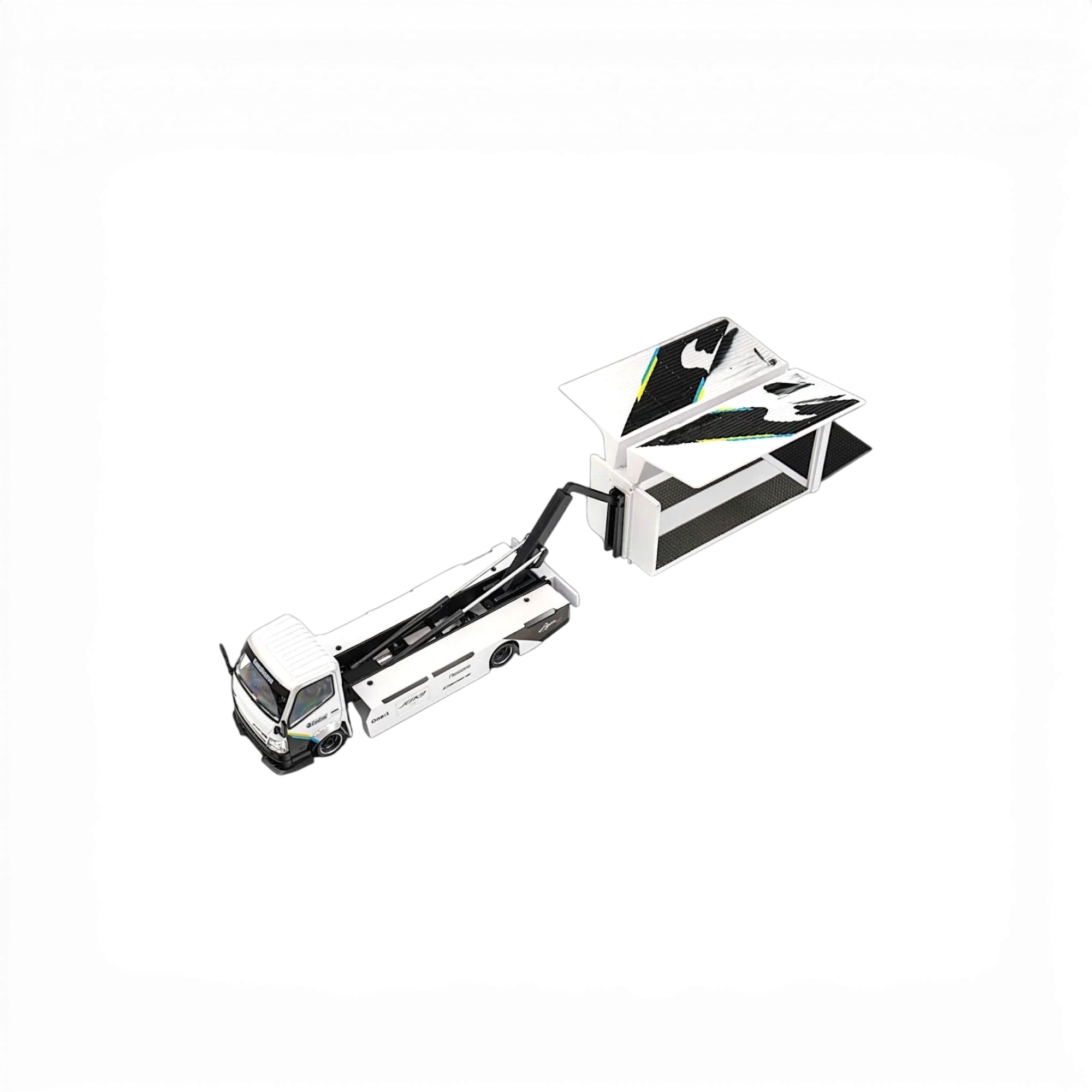 MicroTurbo HINO 300 Custom Box Truck White - Black Livery 1:64