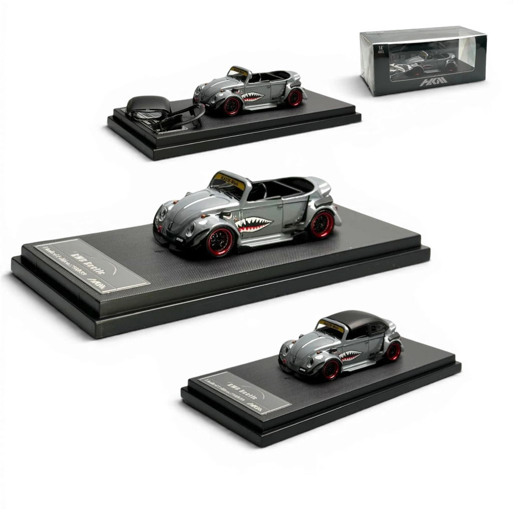 HKM Model VW Beetle Convertible Grey Shark Mouth 1:64