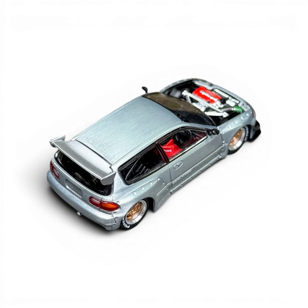 Pop Race Honda Civic EG6 Raw Metal 1:64