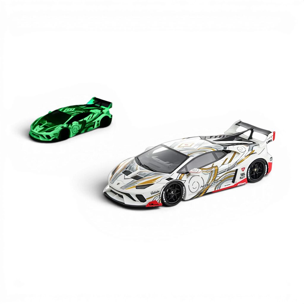 Flame Lamborghini Huracan GT LP610 White Gray - Glow in dark 1:64
