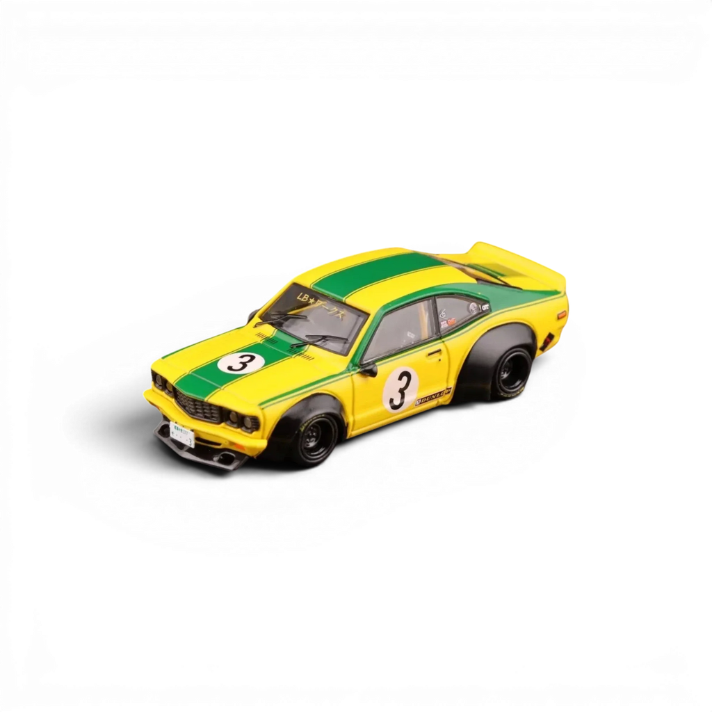 INNO64 Mazda RX-3 Savanna LBWK Yellow Green #3 1:64