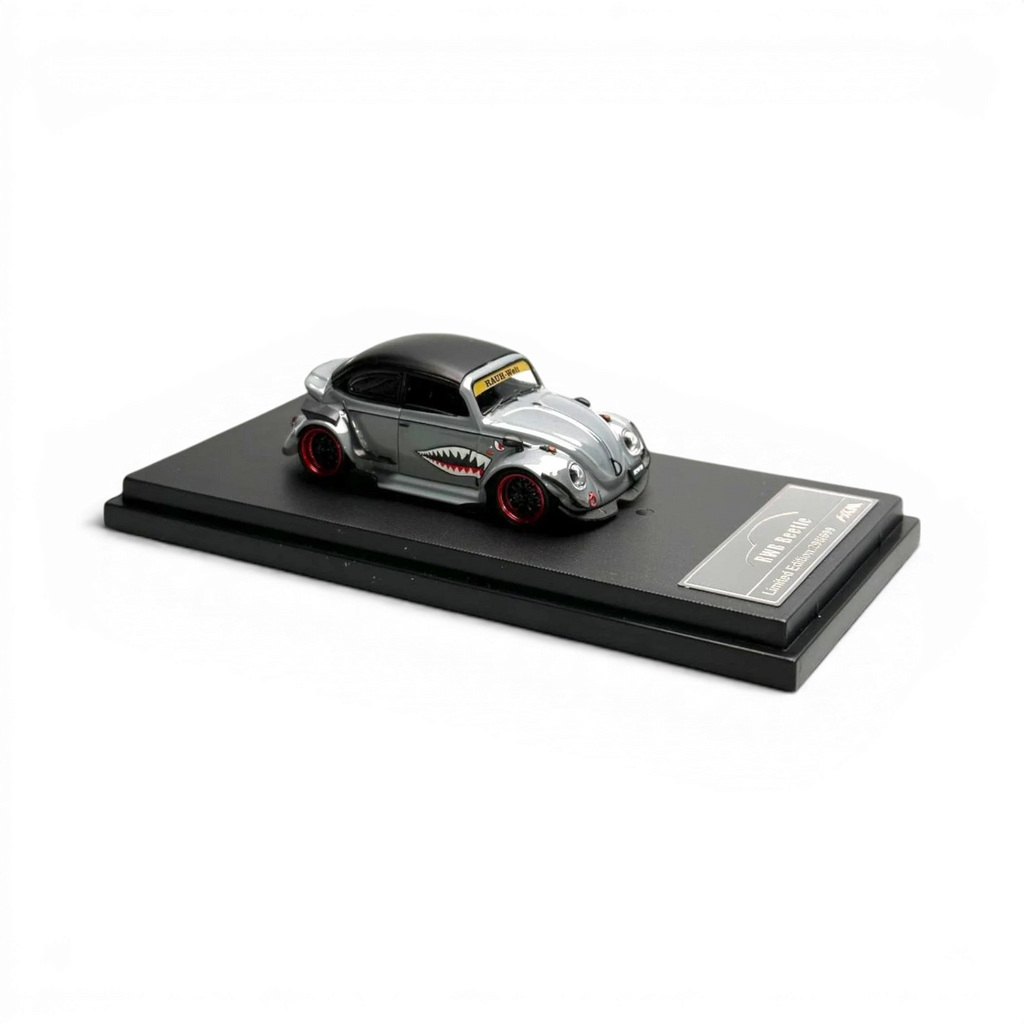 HKM Model VW Beetle Convertible Grey Shark Mouth 1:64