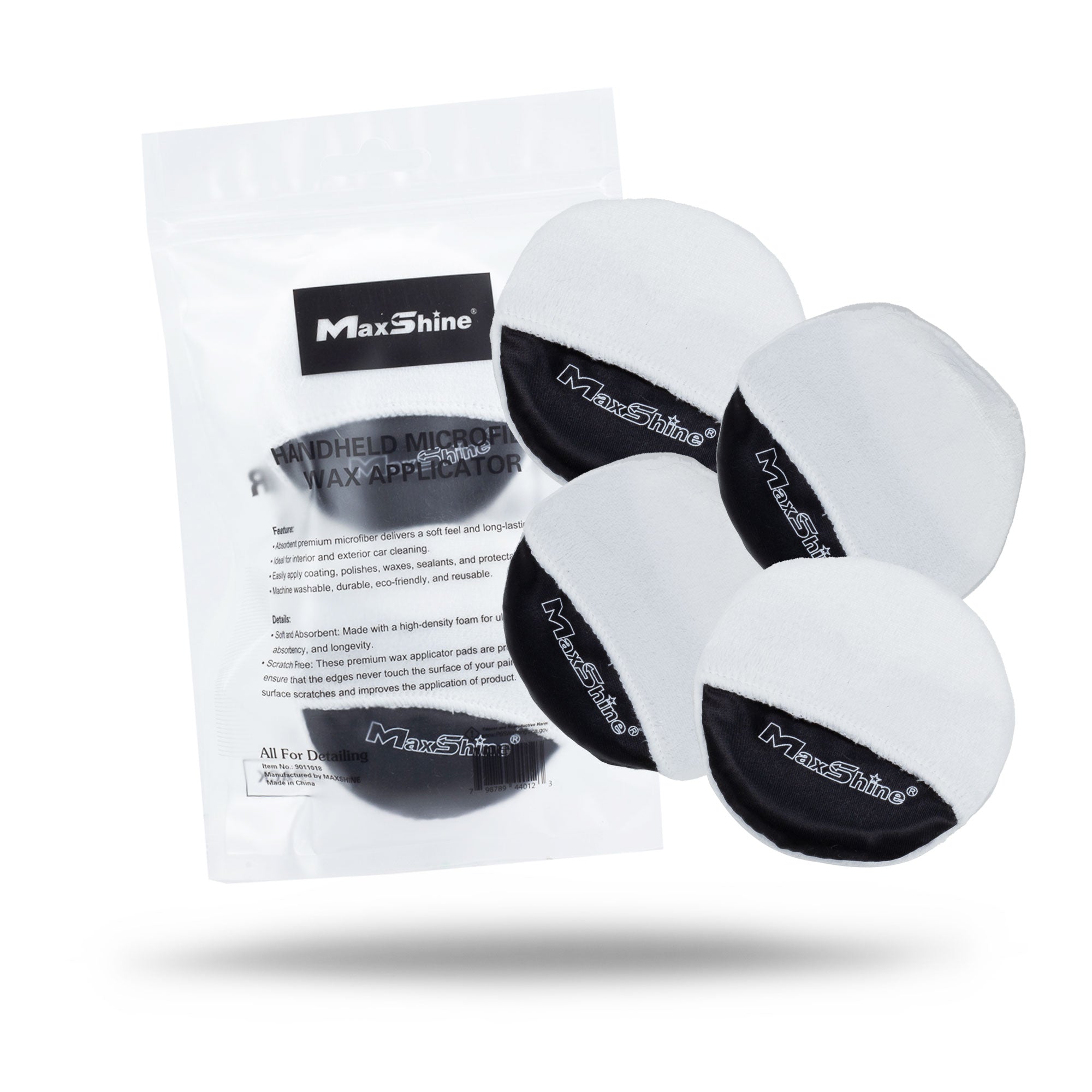 Finger Hold Microfiber Wax Applicator Pad - 4 Pack