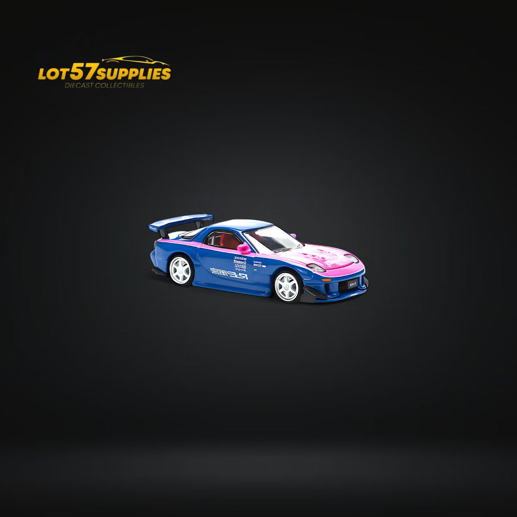 PopRace Mazda RX7 RE-AMEMIYA Blue/Pink 1:64