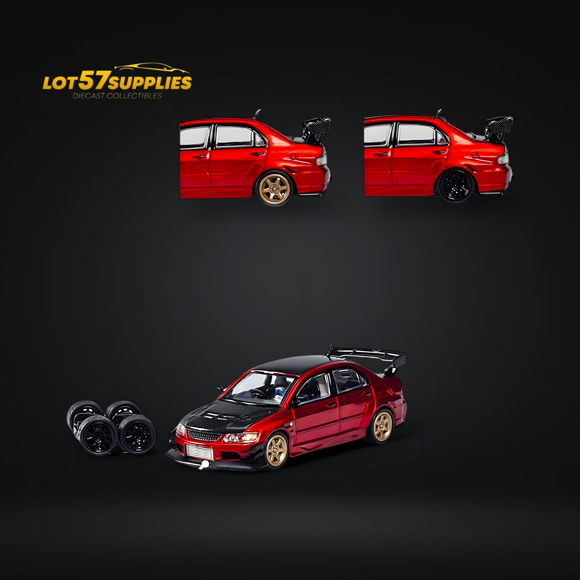CM Model Mitsubishi Lancer Evolution IX Widebody Metallic Red 1:64