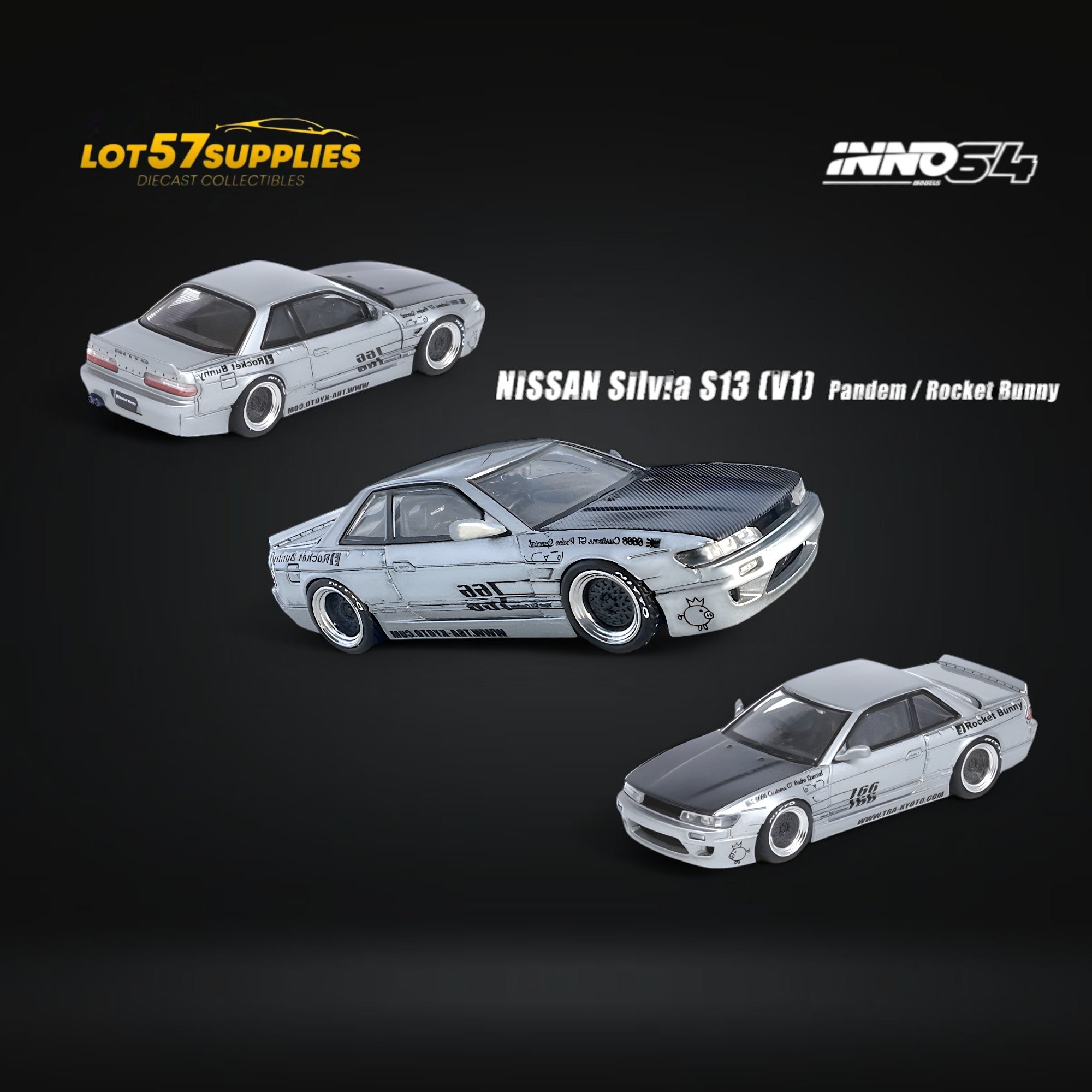 INNO64 Nissan Silvia S13 Pandem Rocket Bunny Silver 1:64