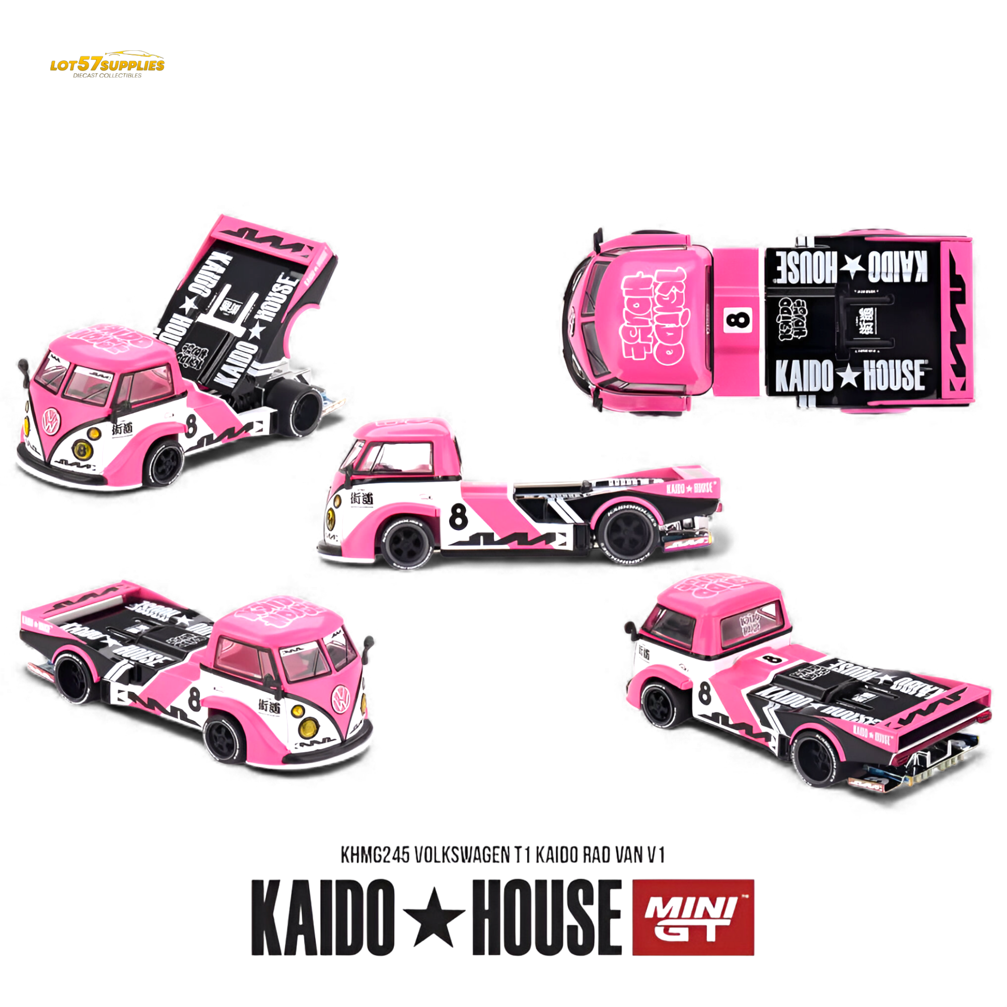 (Pre-Order) Mini GT x Kaido House Volkswagen T1 Pink 1:64