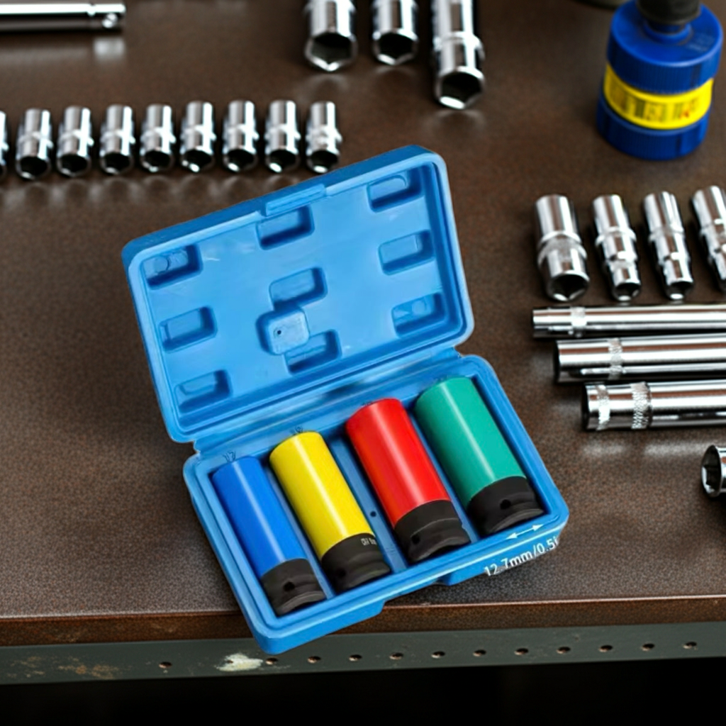 1/2 Inch Drive Wheel Protector Impact Socket Thin Wall Deep Set  17mm, 19mm, 21mm, 22mm