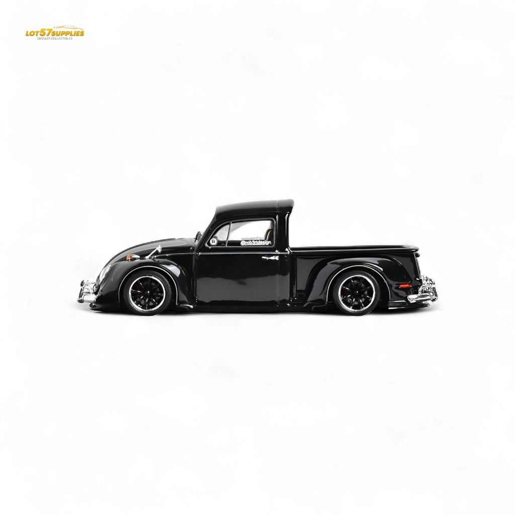 YM Model Volkswagen Beetle Pickup Truck FUSCUP Black 1:64