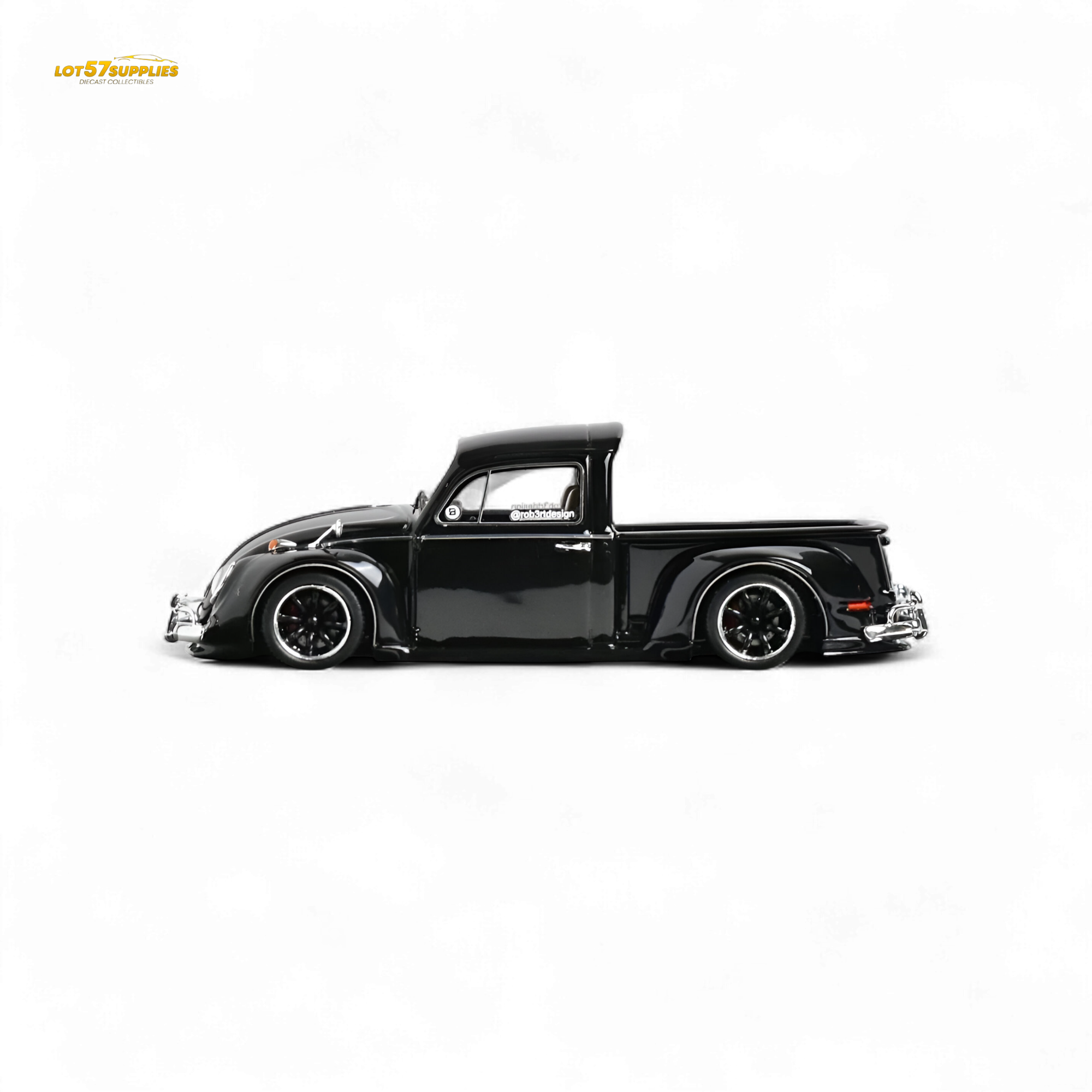 YM Model Volkswagen Beetle Pickup Truck FUSCUP Black 1:64