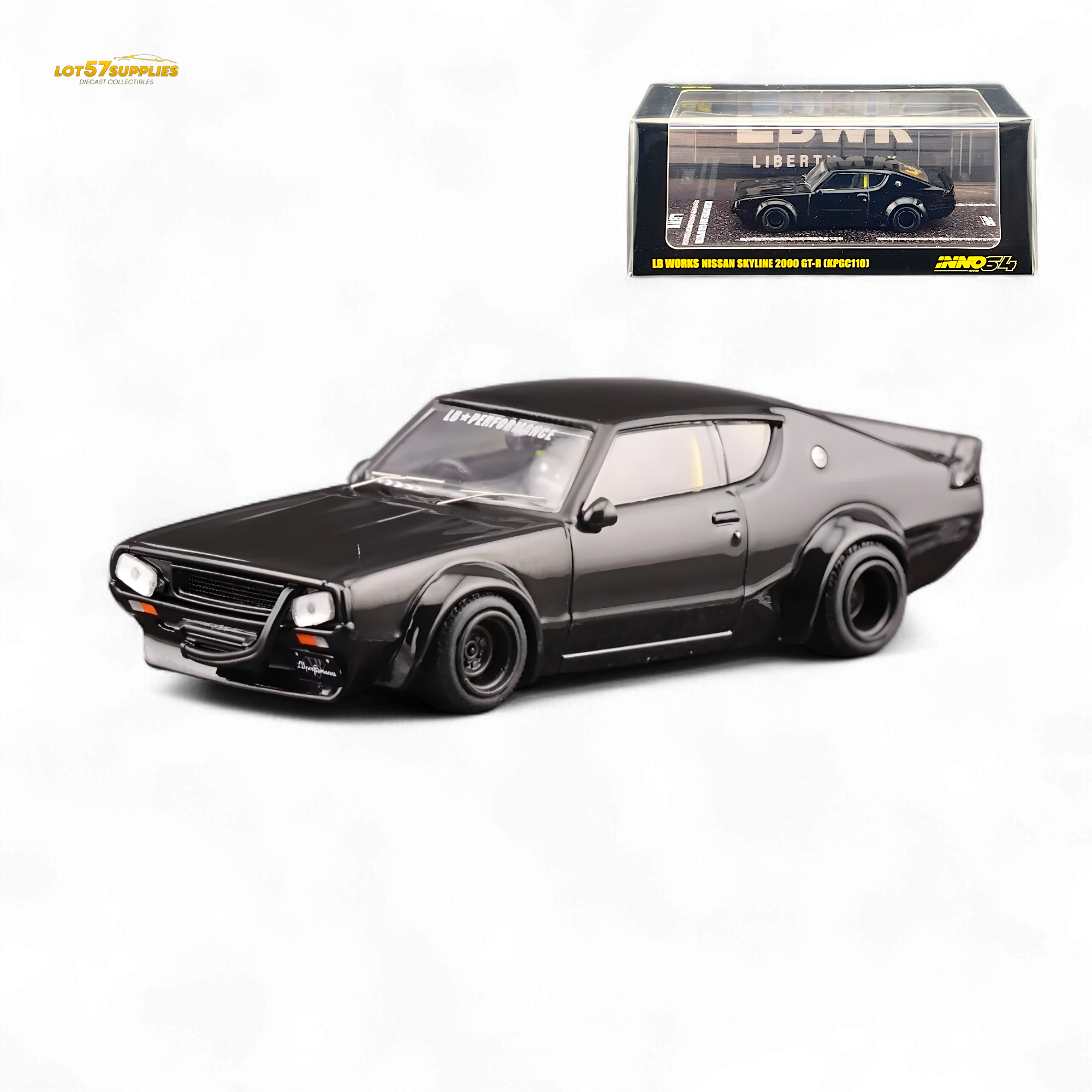 INNO64 Nissan Skyline 2000 GT-R KPGC110 Kenmeri Black 1:64