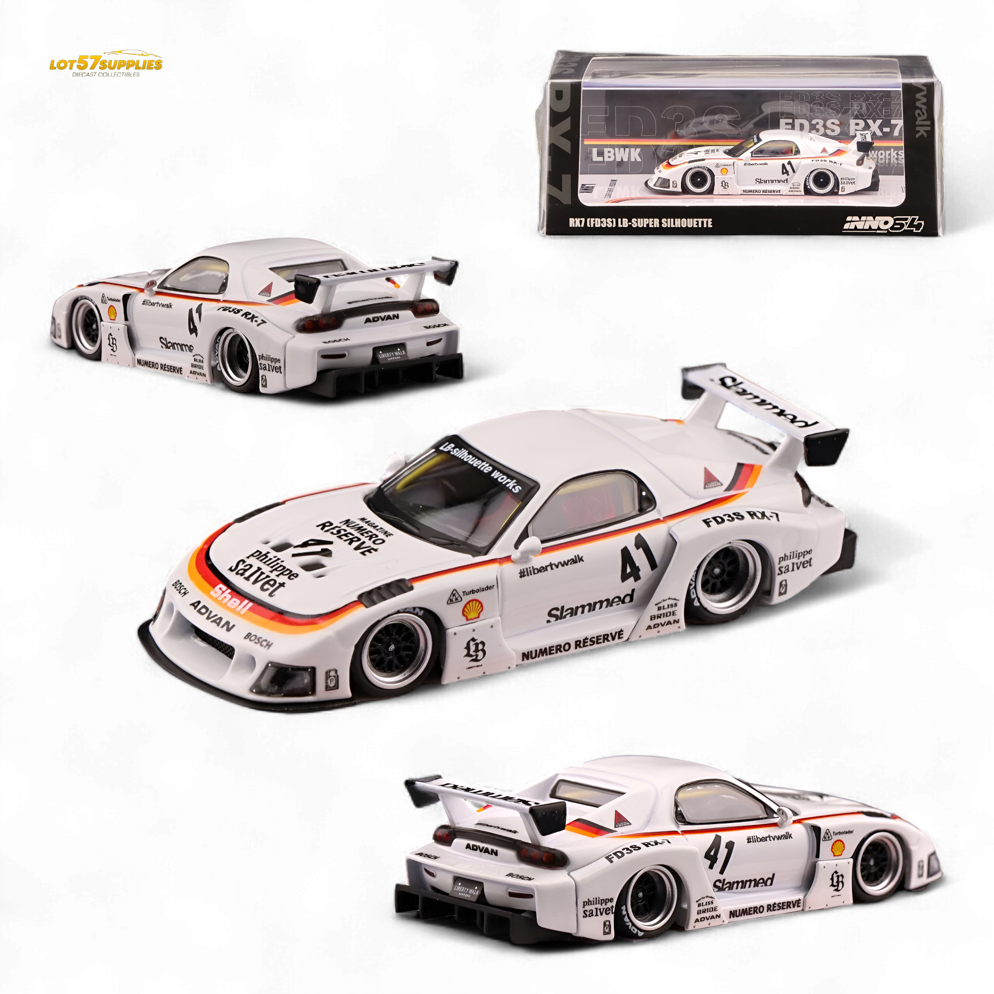 INNO64 Mazda RX-7 LBWK White 1:64