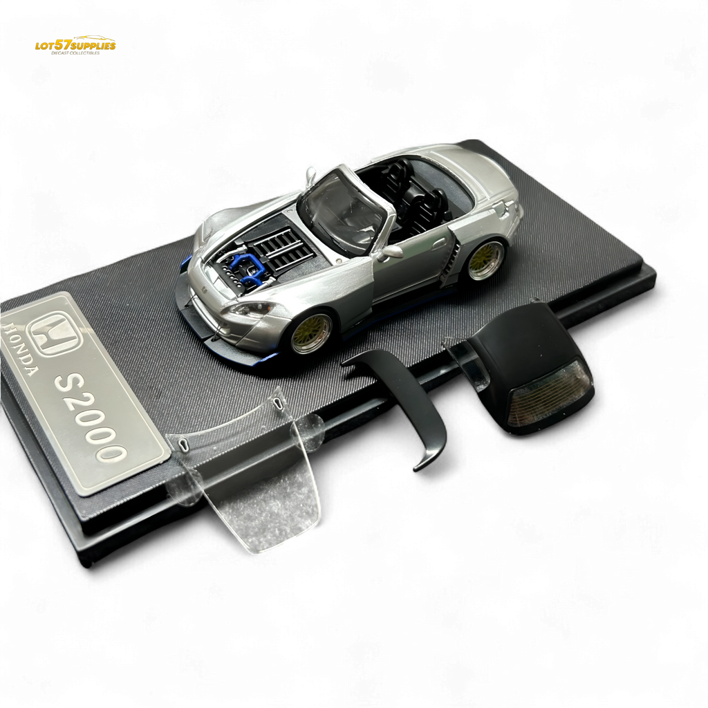 Rhino Model Honda S2000 Wide-Body Roadster Silver 1:64