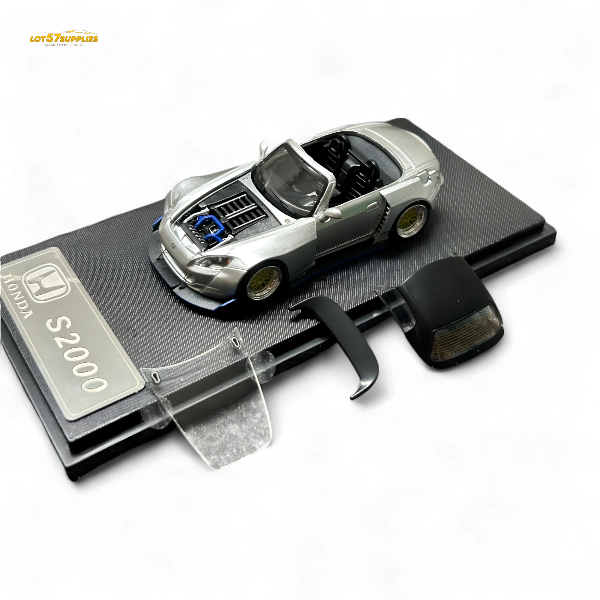 Rhino Model Honda S2000 Wide-Body Roadster Silver 1:64