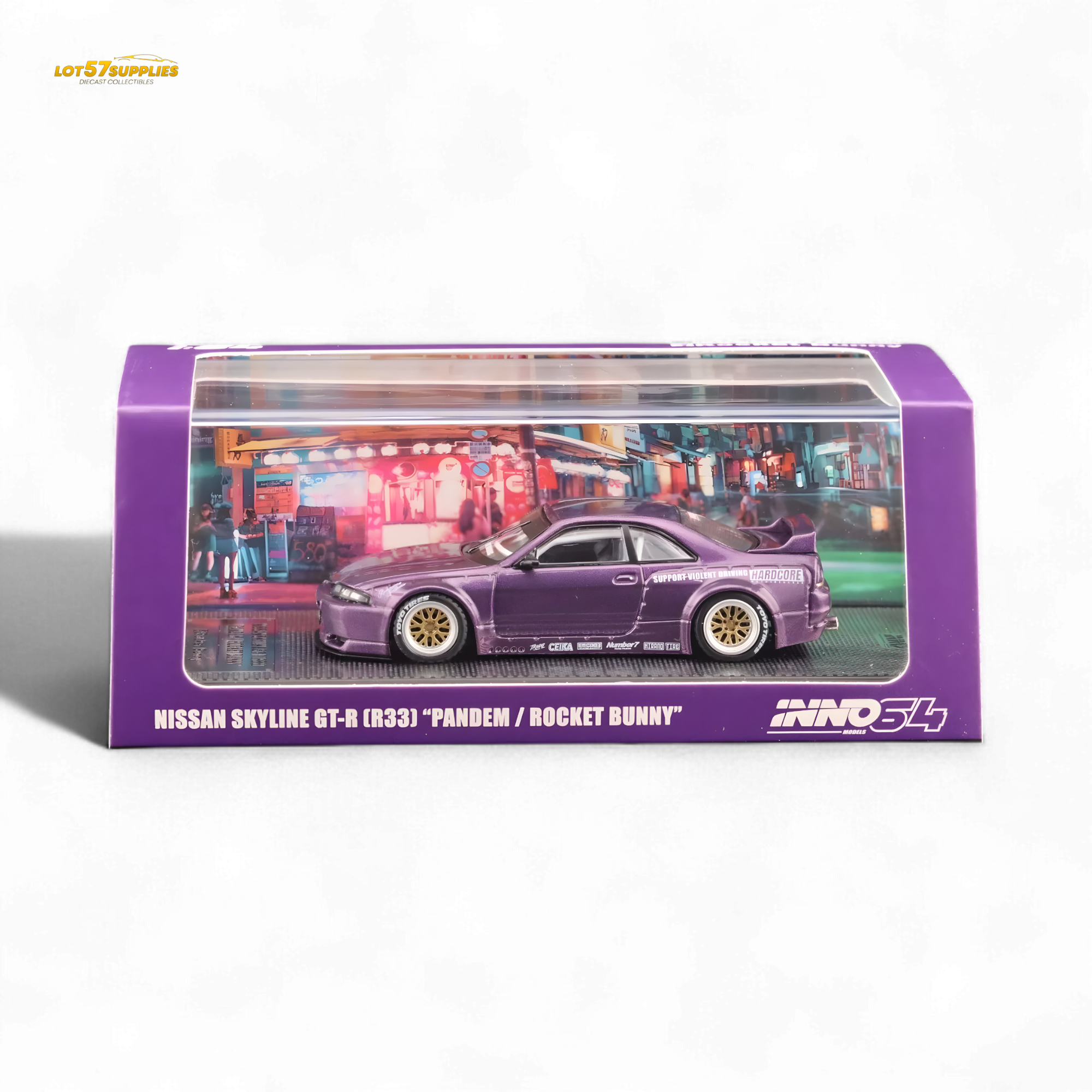 INNO64 Nissan Skyline GT-R R33 Pandem Rocket Bunny Purple 1:64