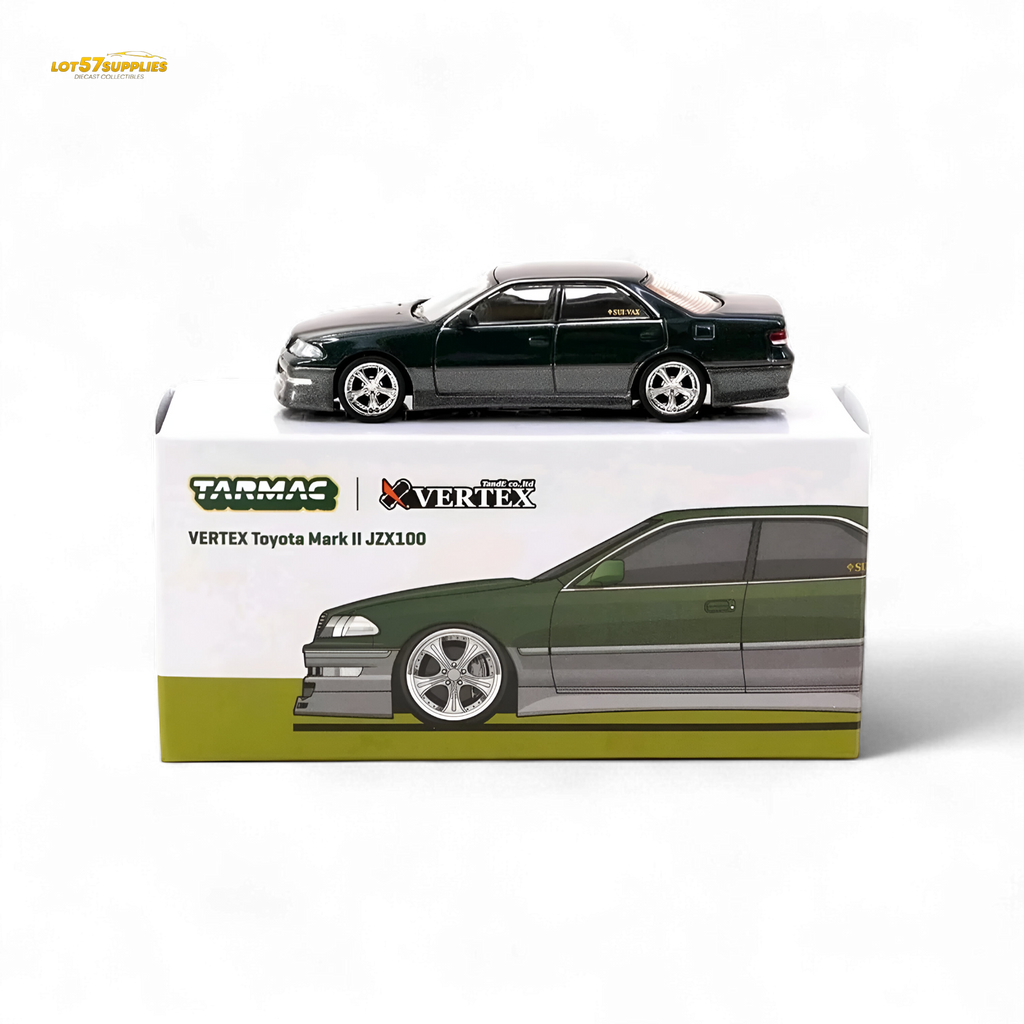 Tarmac Works VERTEX Toyota Mark II JZX100 Dark Green Metallic 1:64