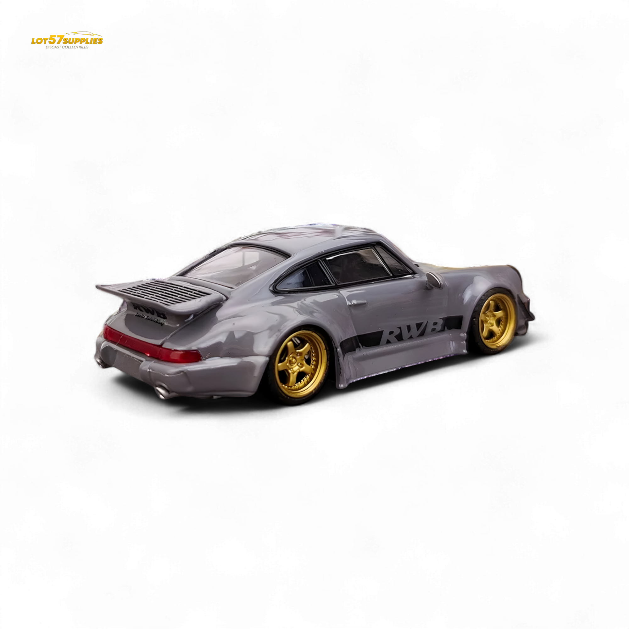 Flame Porsche 964 RWB Whale Tale Cement Gray 1:64