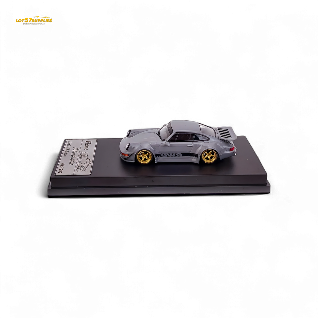 Flame Porsche 964 RWB Whale Tale Cement Gray 1:64