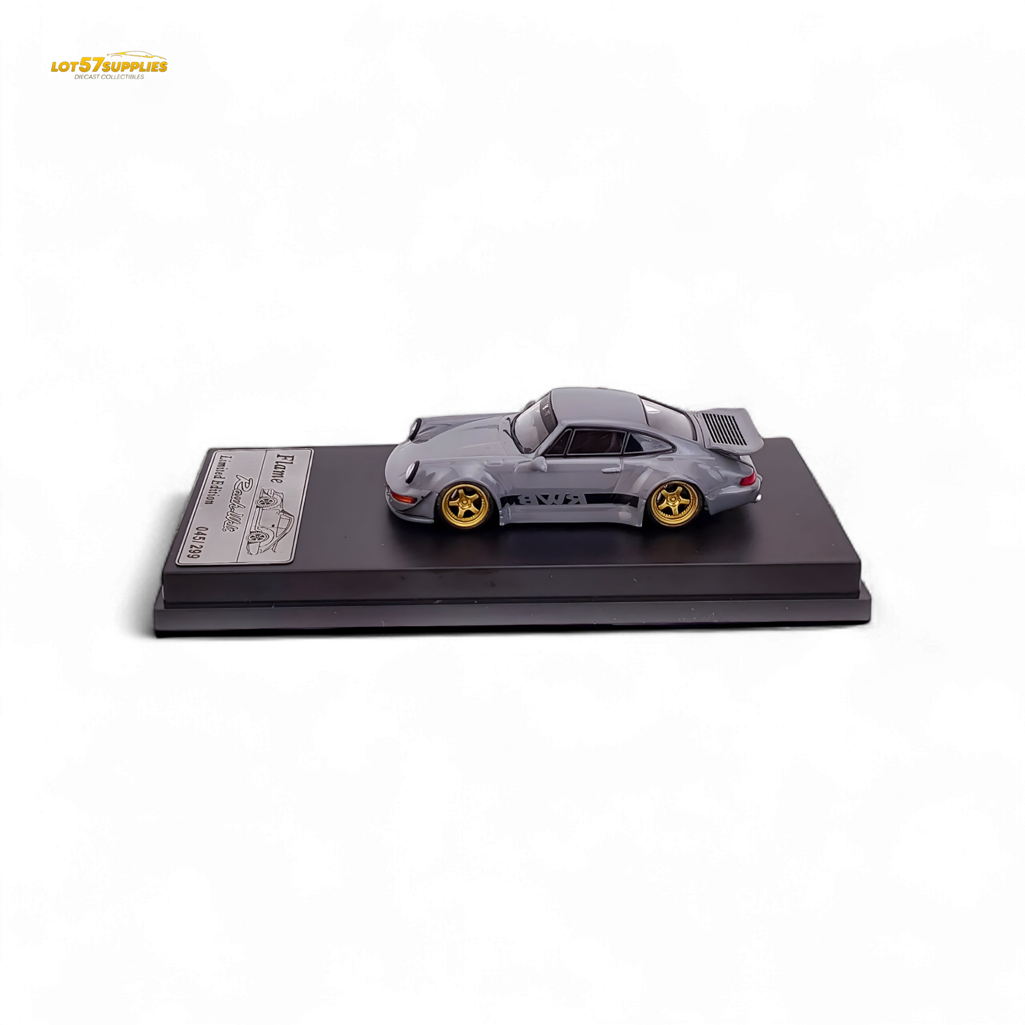 Flame Porsche 964 RWB Whale Tale Cement Gray 1:64