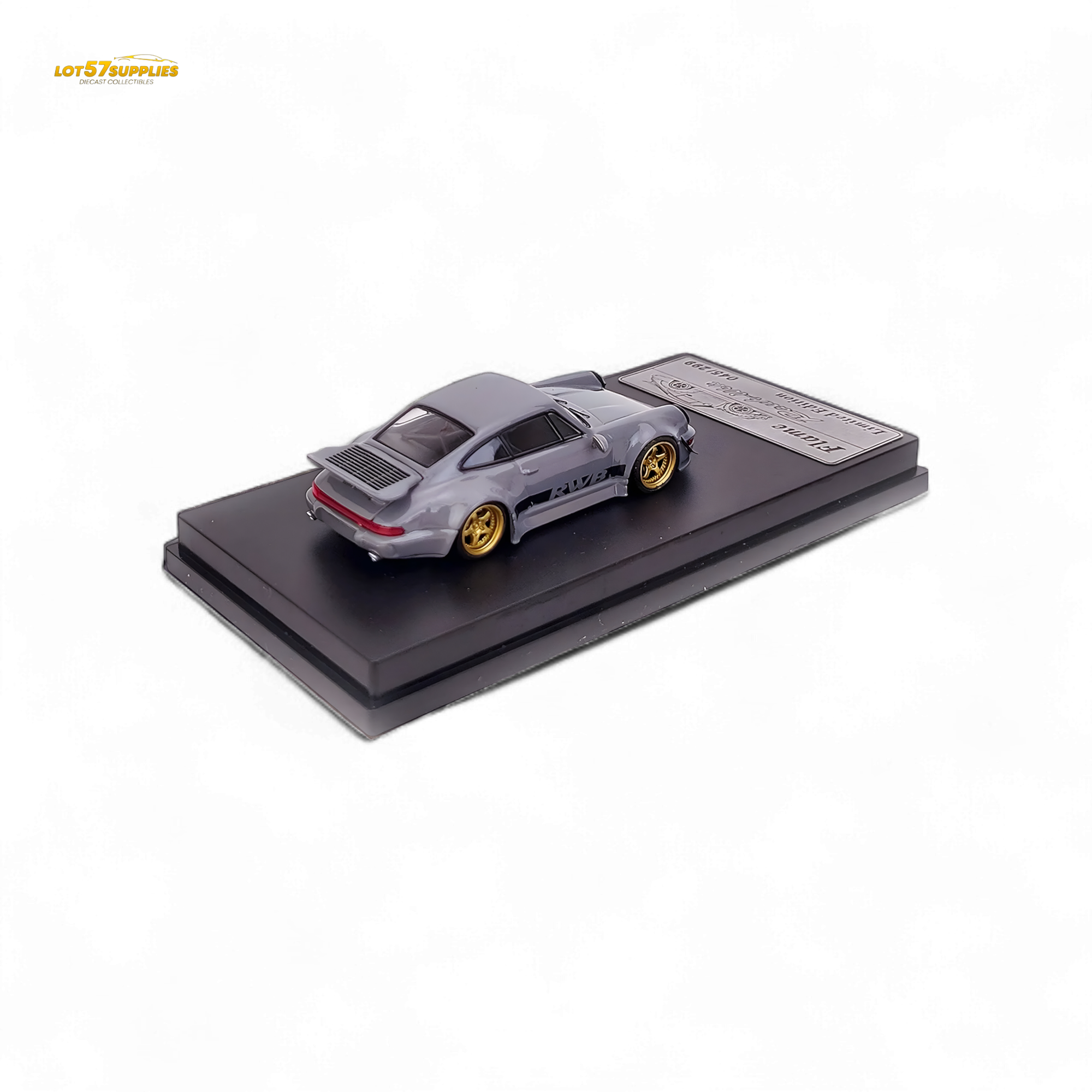 Flame Porsche 964 RWB Whale Tale Cement Gray 1:64