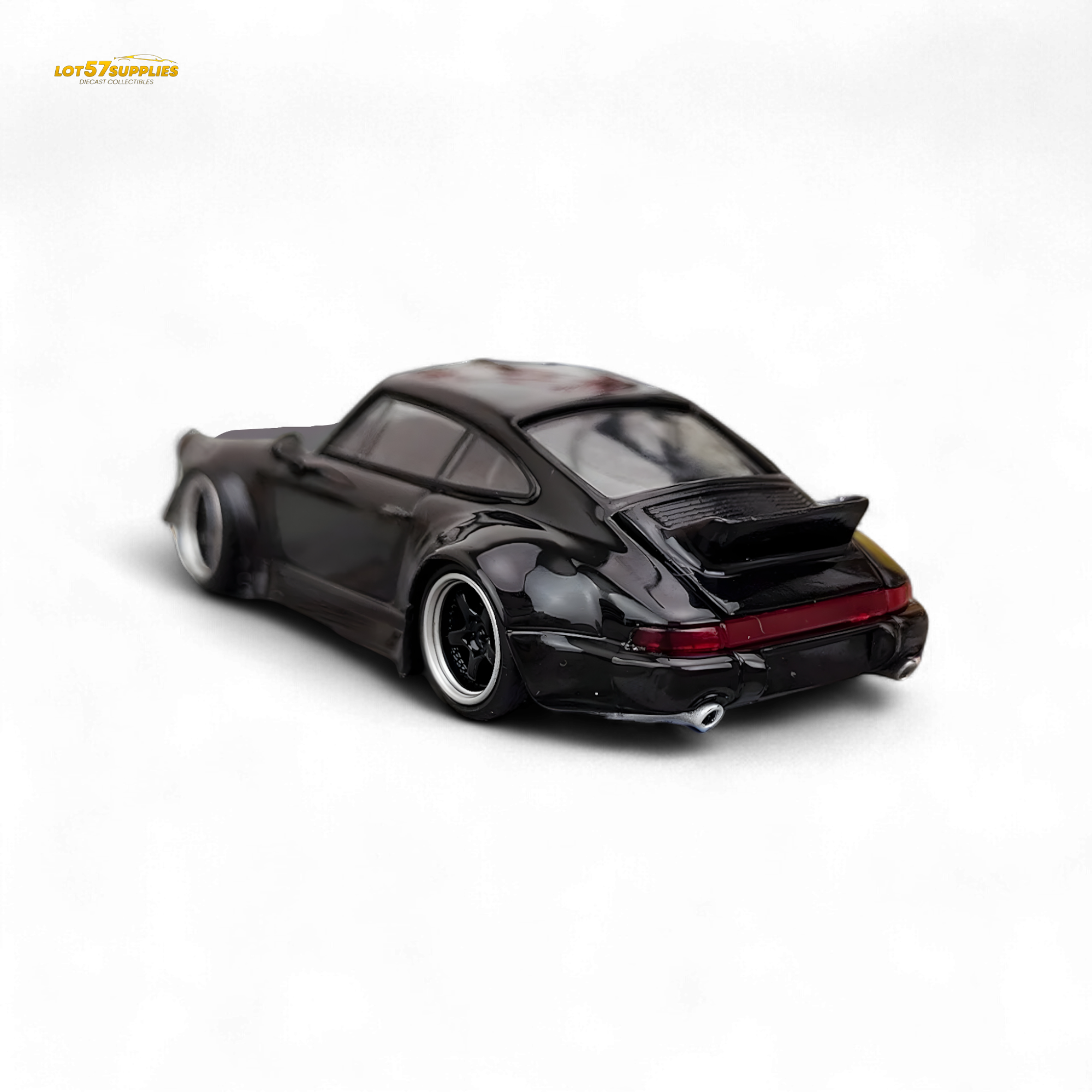 Flame Porsche 964 RWB Ducktail Gloss Black 1:64