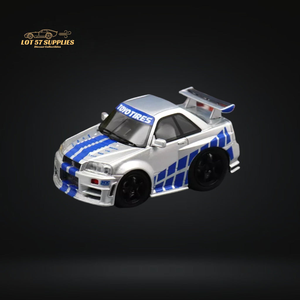 YM Model Skyline R34 Silver Blue F&F Livery 1:64
