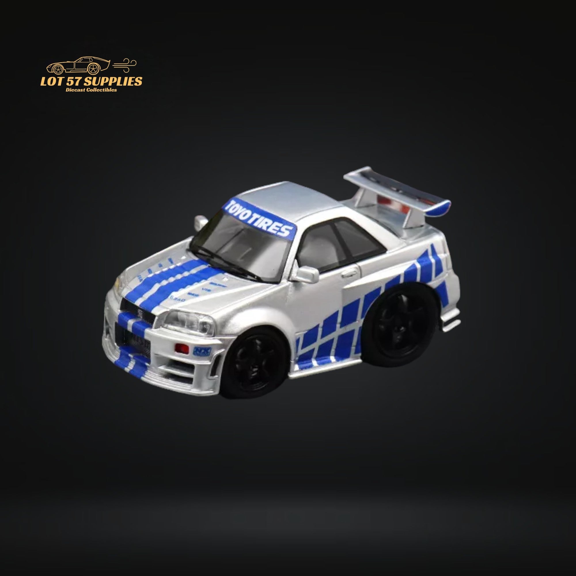 YM Model Skyline R34 Silver Blue F&F Livery 1:64