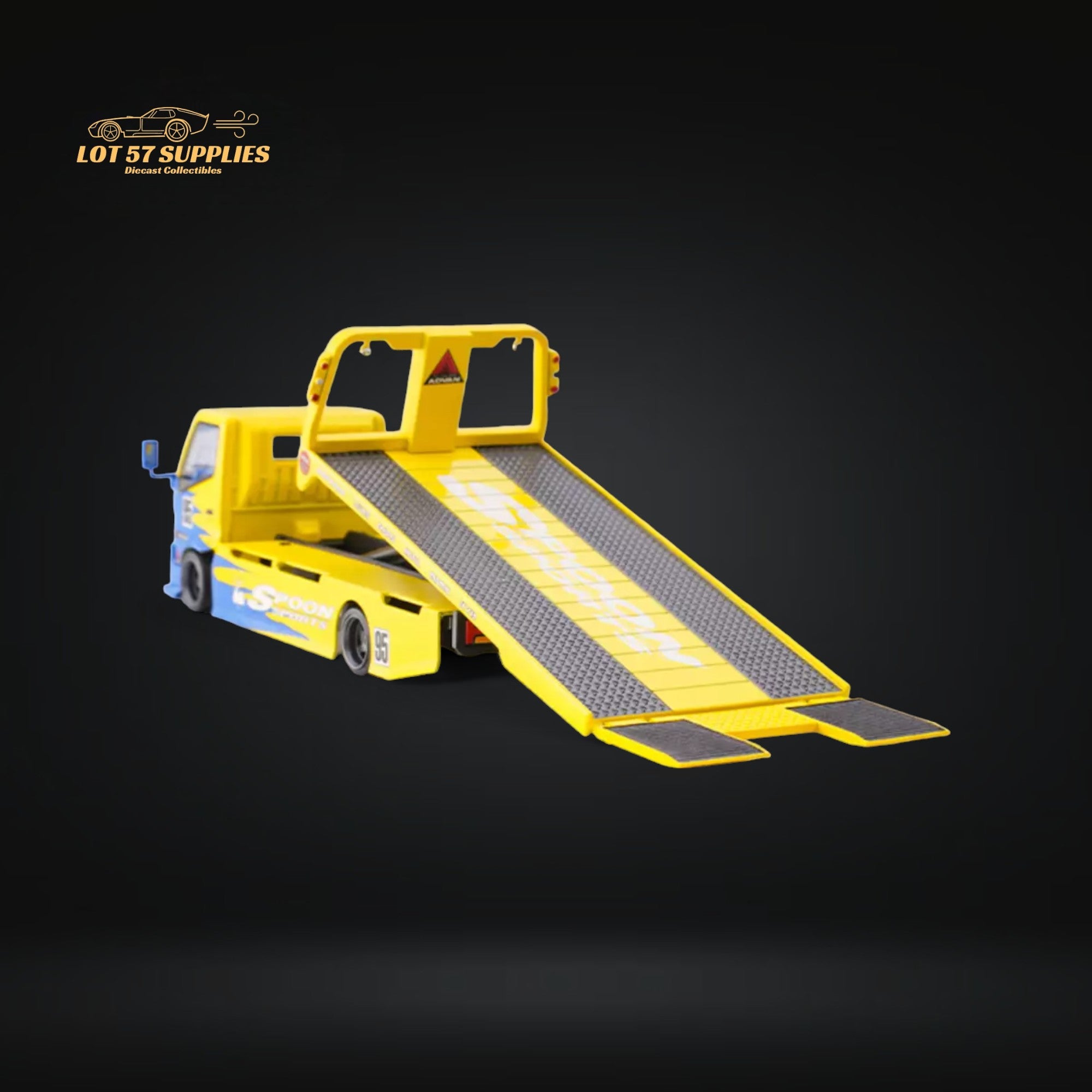 MicroTurbo Hino 300 Custom Flatbed Tow Truck Spoon Livery 1:64