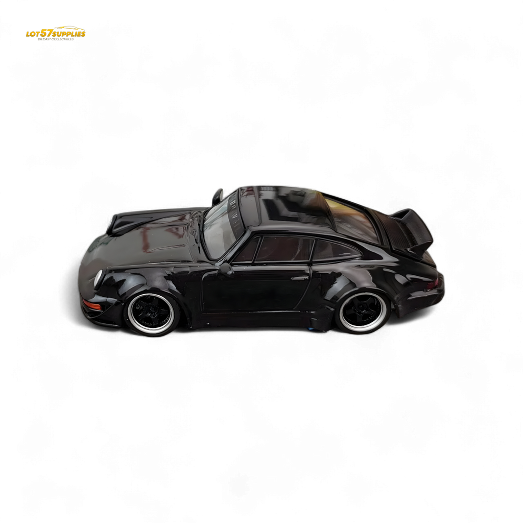 Flame Porsche 964 RWB Ducktail Gloss Black 1:64