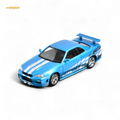 Stance Hunters Skyline GT-R R34 Z-Tune Chrome Blue 1:64