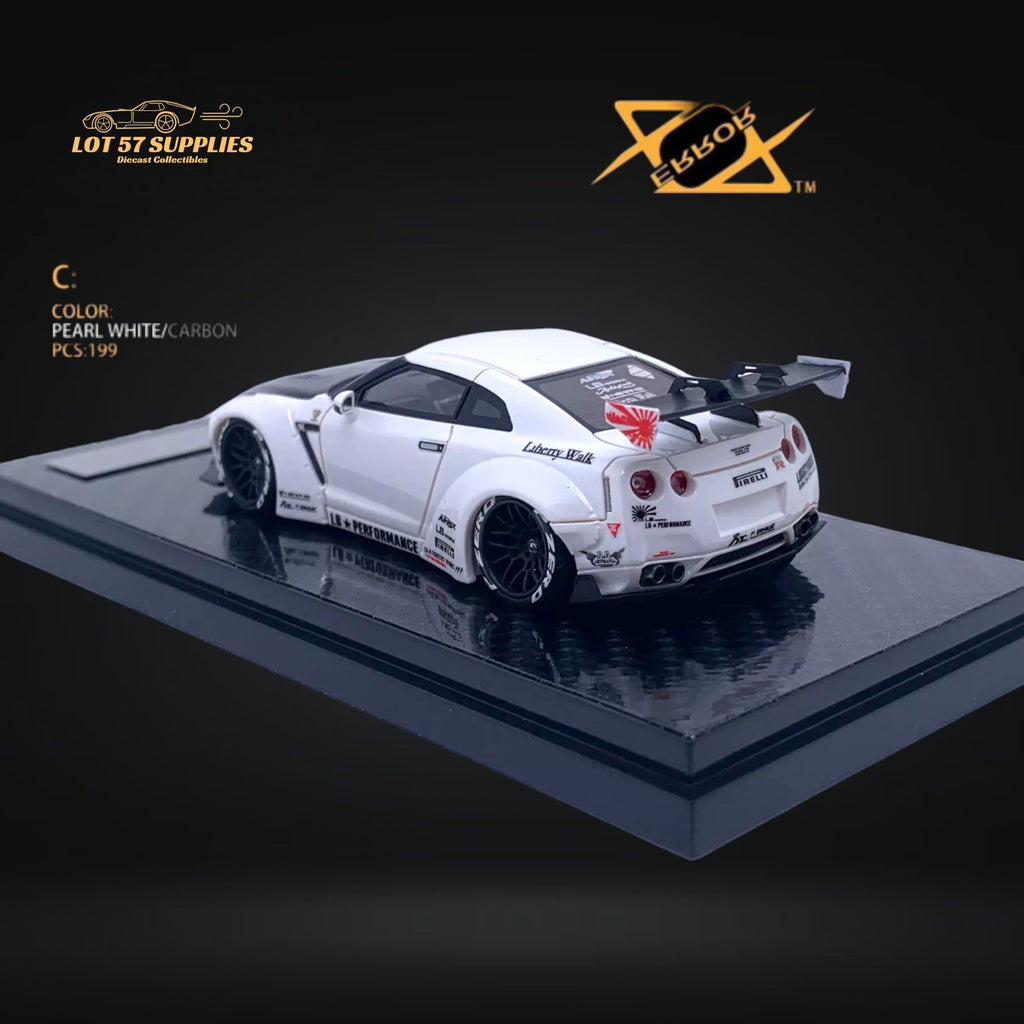 404ERROR LB-Works Skyline GT-R R35 Pearl White Carbon Hood 1:64