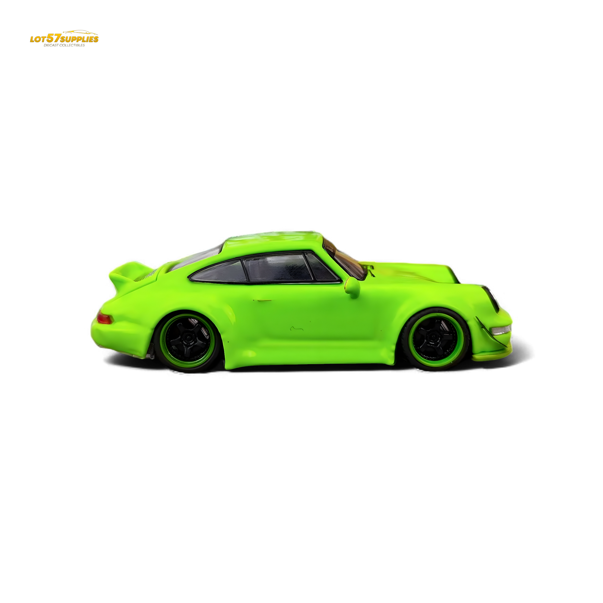 Flame Porsche 964 RWB Ducktail Fluorescent Green 1:64