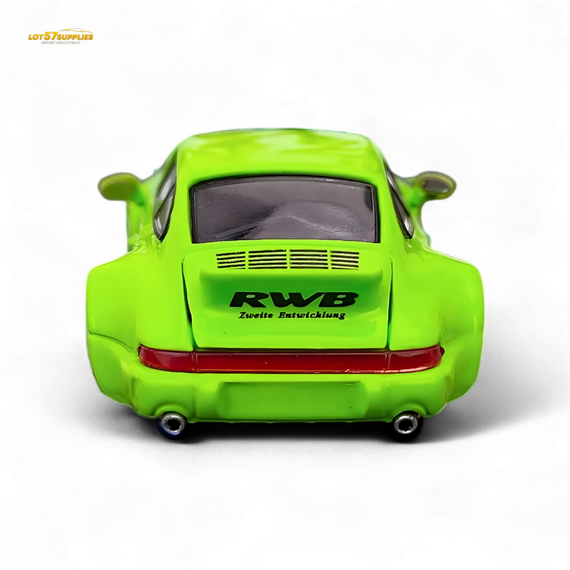 Flame Porsche 964 RWB Ducktail Fluorescent Green 1:64