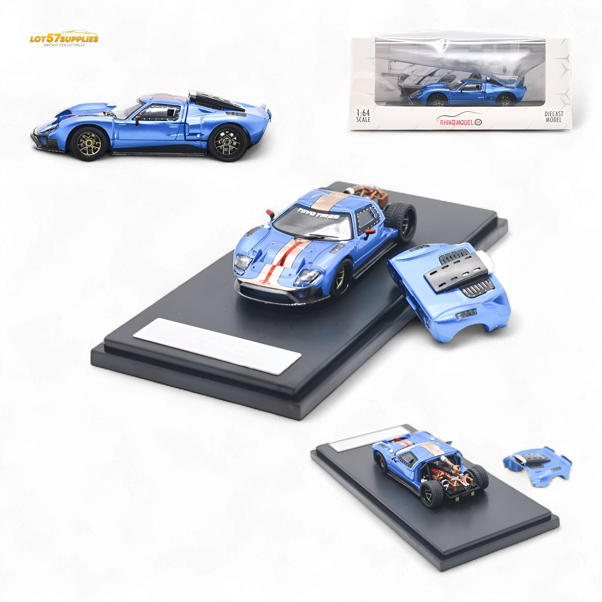 Rhino Model Ford GT40 Blue 1:64