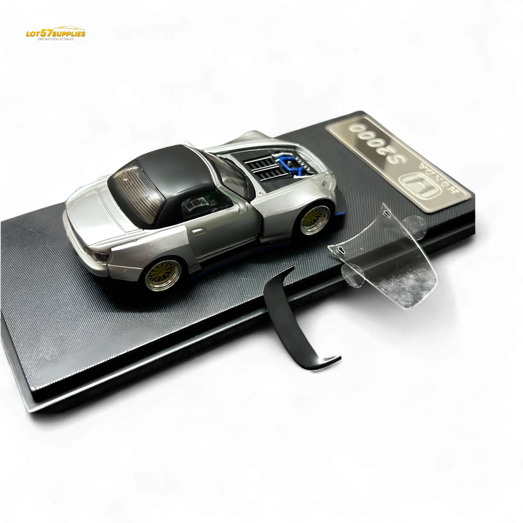 Rhino Model Honda S2000 Wide-Body Roadster Silver 1:64