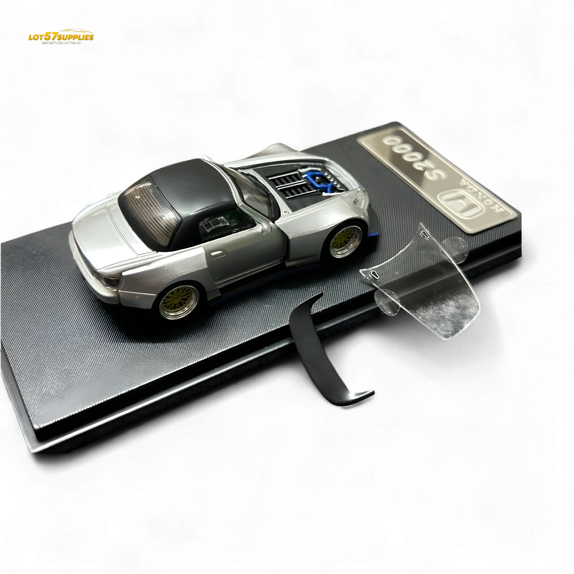 Rhino Model Honda S2000 Wide-Body Roadster Silver 1:64