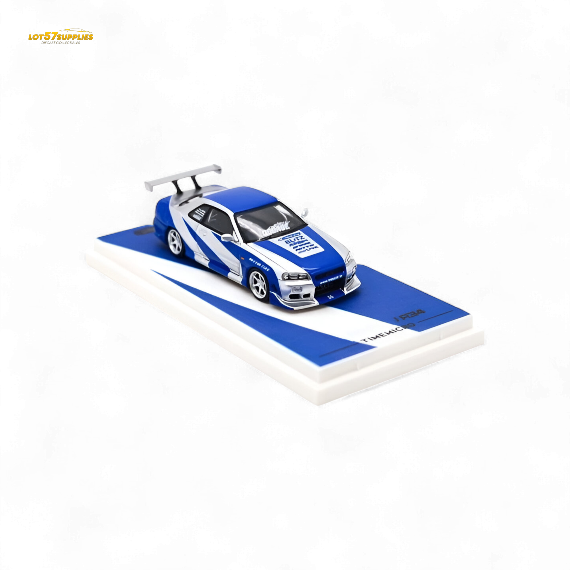TimeMicro Skyline GT-R R34 Blue Silver 1:64