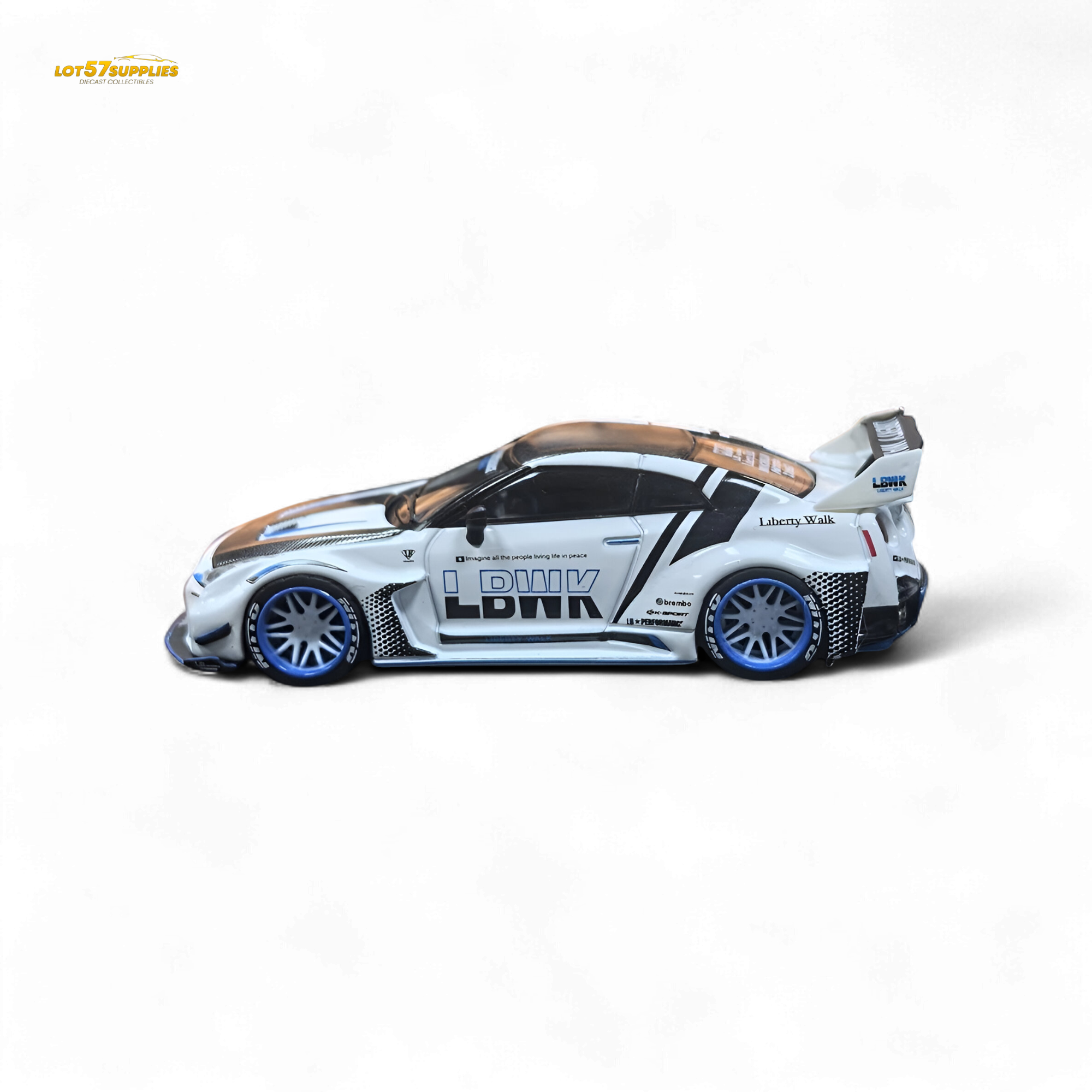 MC LB GTR R35 GT - White Blue Stripe Carbon Roof 1:64