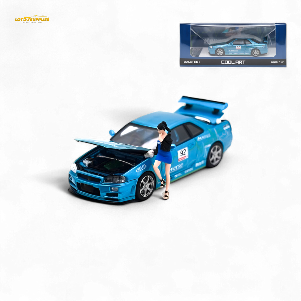 Cool ART Skyline R34 Blue #92 - With Figure 1:64