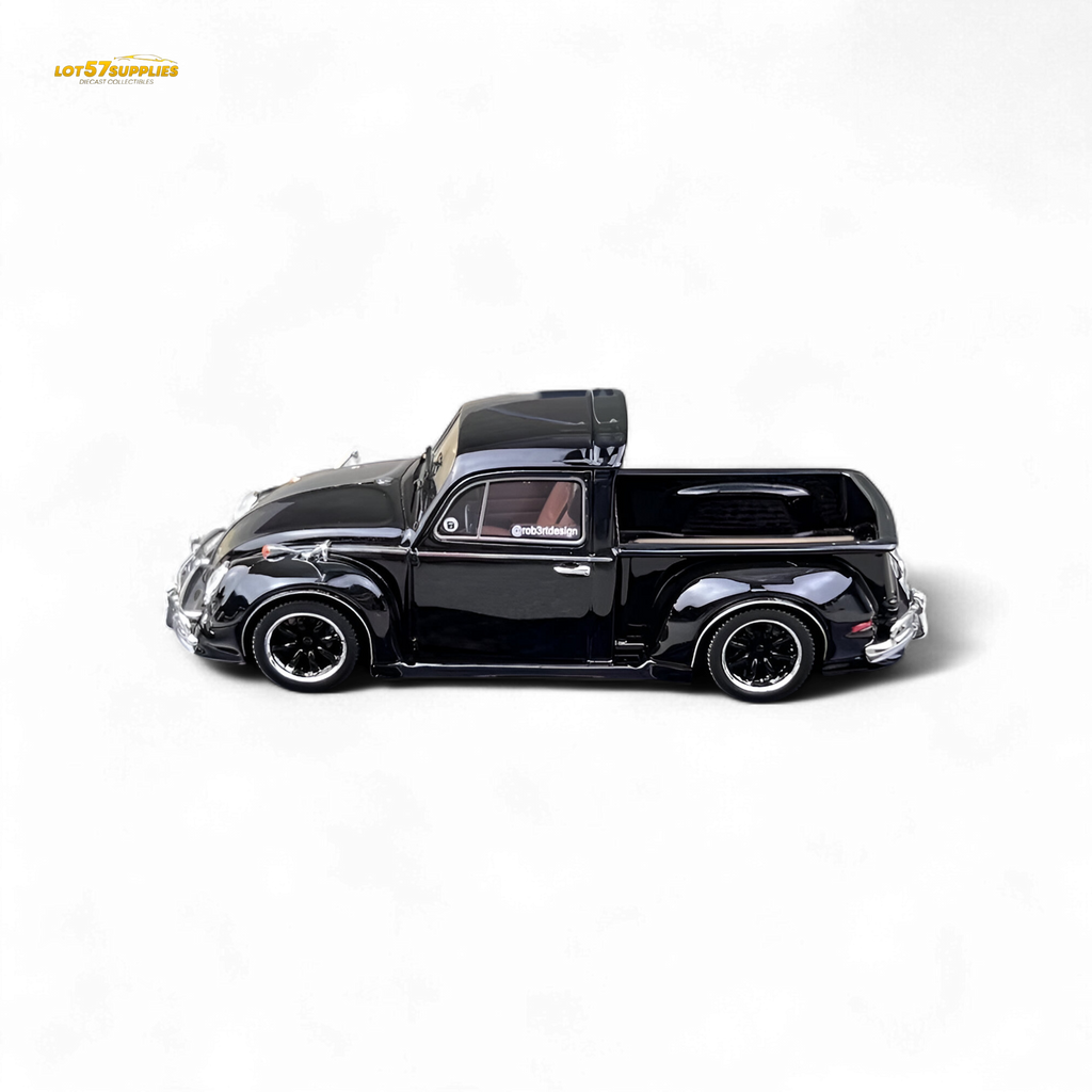 YM Model Volkswagen Beetle Pickup Truck FUSCUP Black 1:64