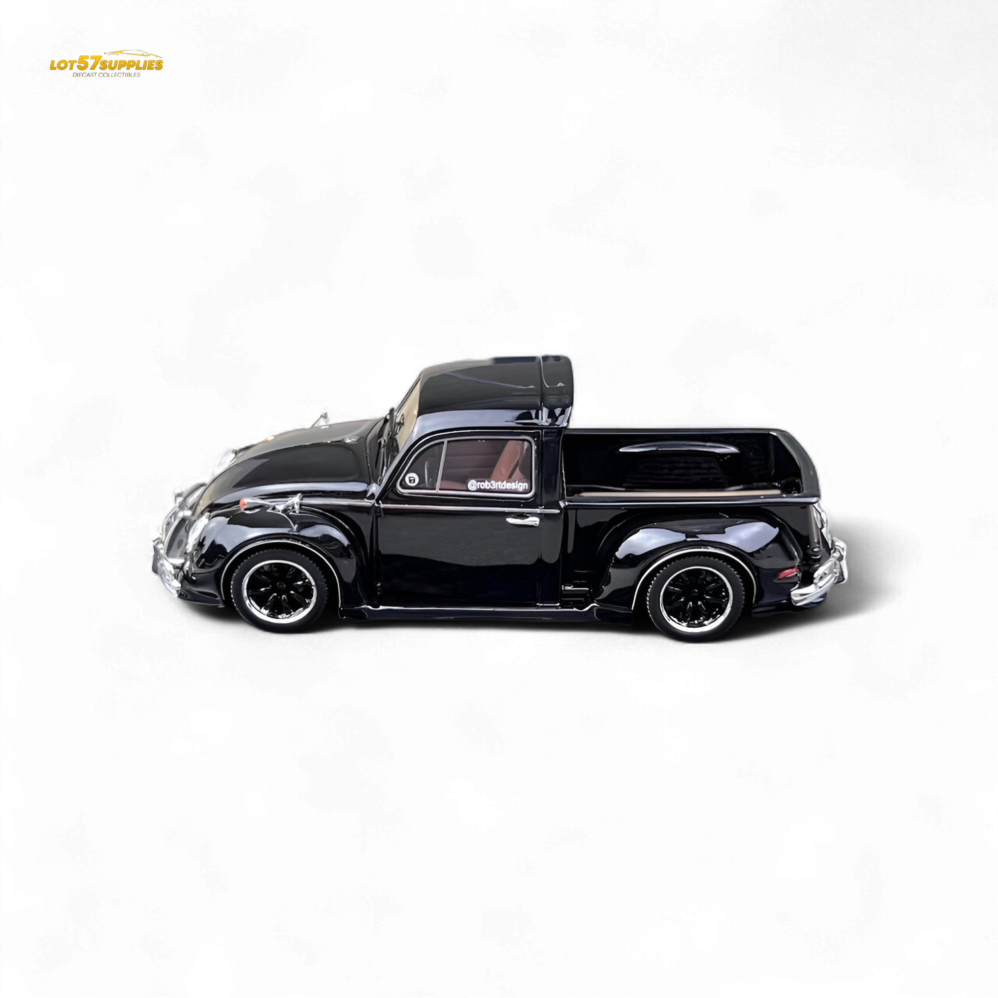 YM Model Volkswagen Beetle Pickup Truck FUSCUP Black 1:64