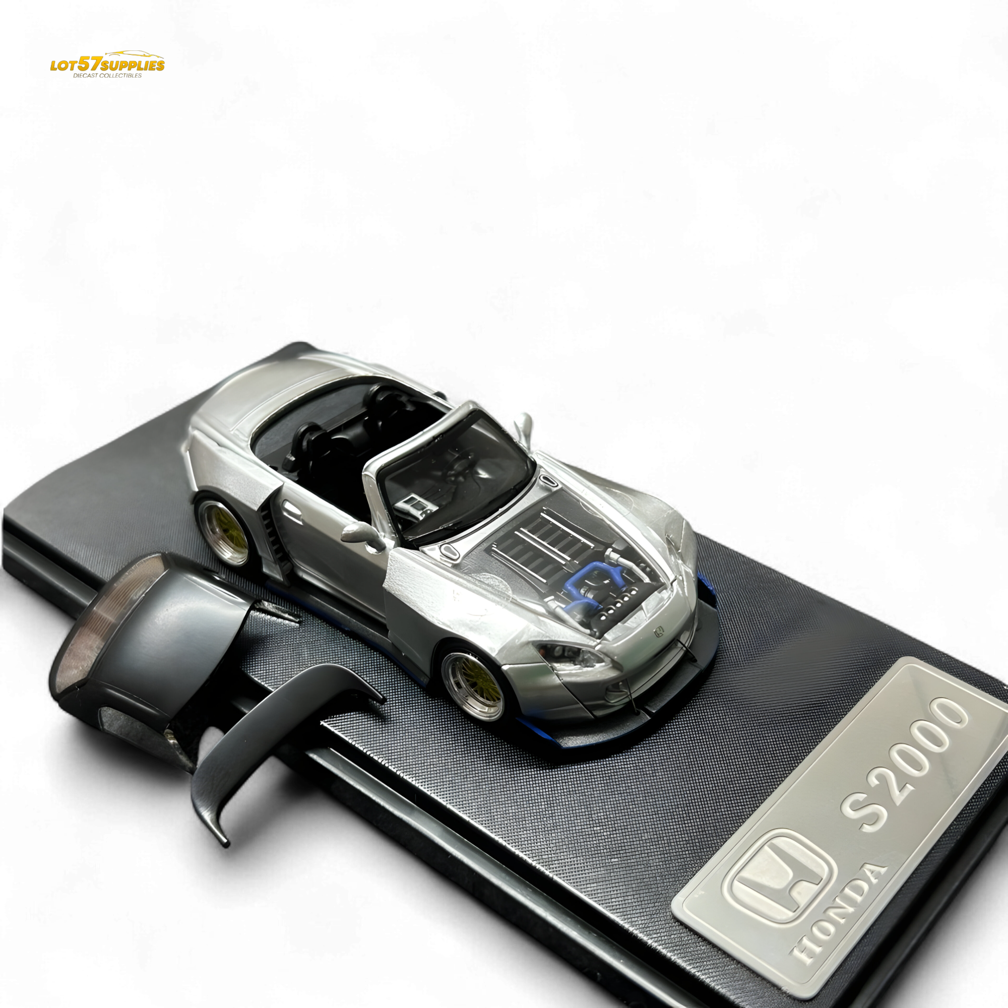 Rhino Model Honda S2000 Wide-Body Roadster Silver 1:64