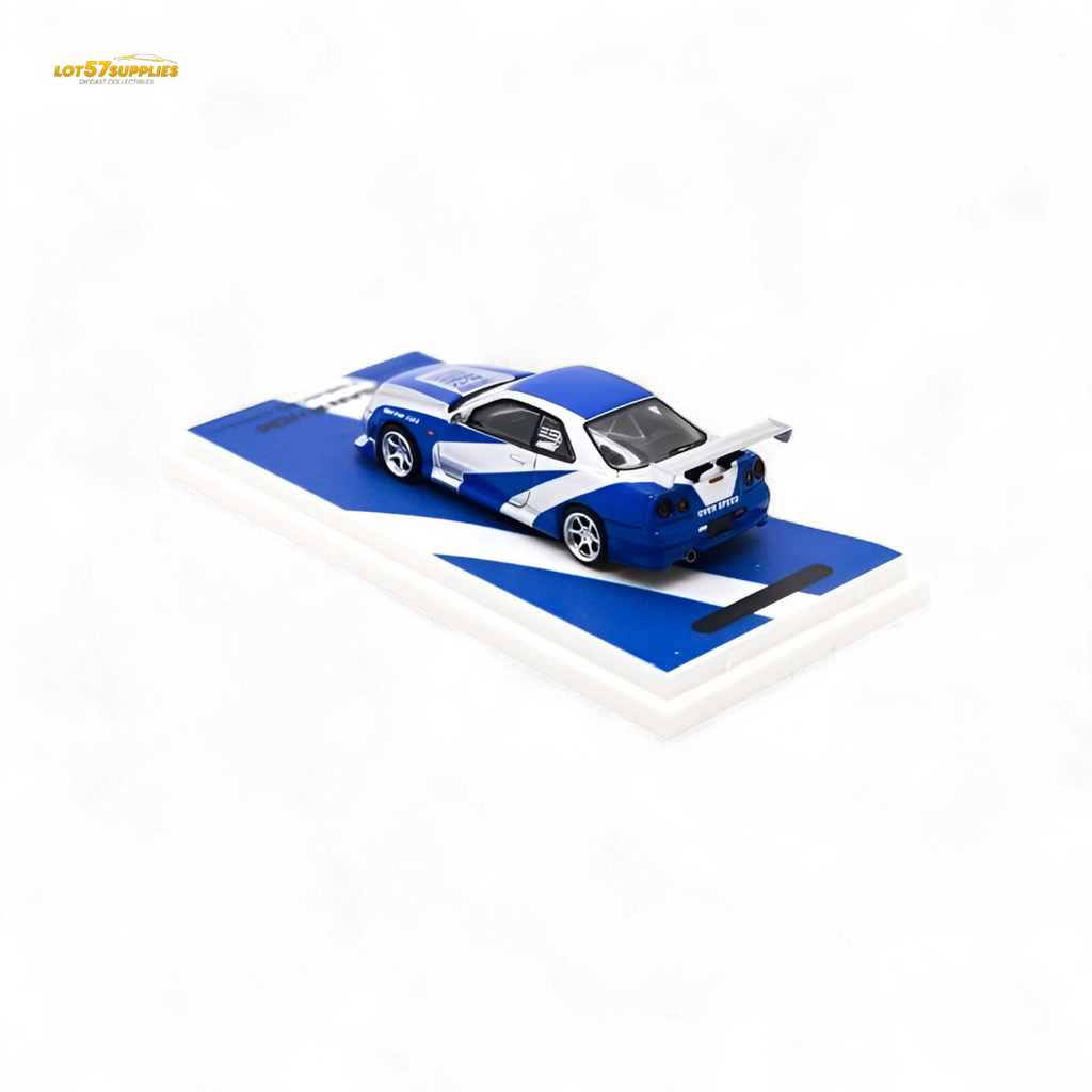 TimeMicro Skyline GT-R R34 Blue Silver 1:64