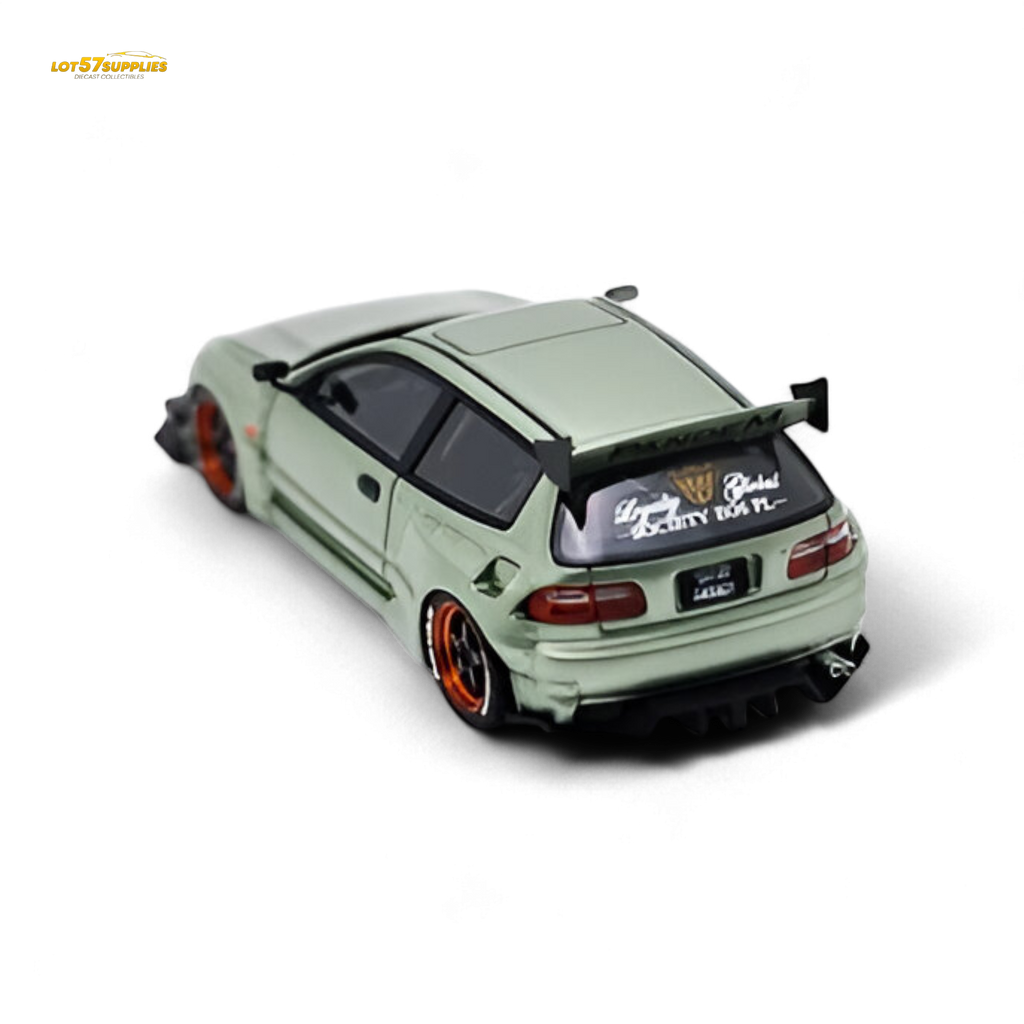 YM Model Honda Civic Pandem EG4 K20 Modified Bronze Green 1:64