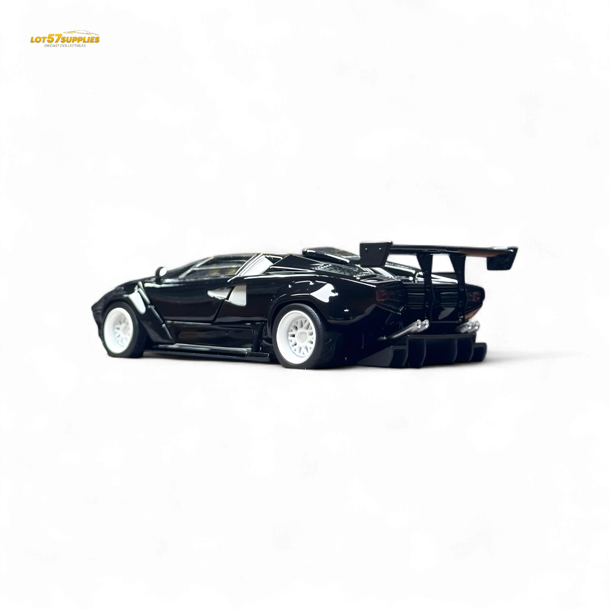 TPC Lamborghini Countach LBWK Black White Wheels 1:64