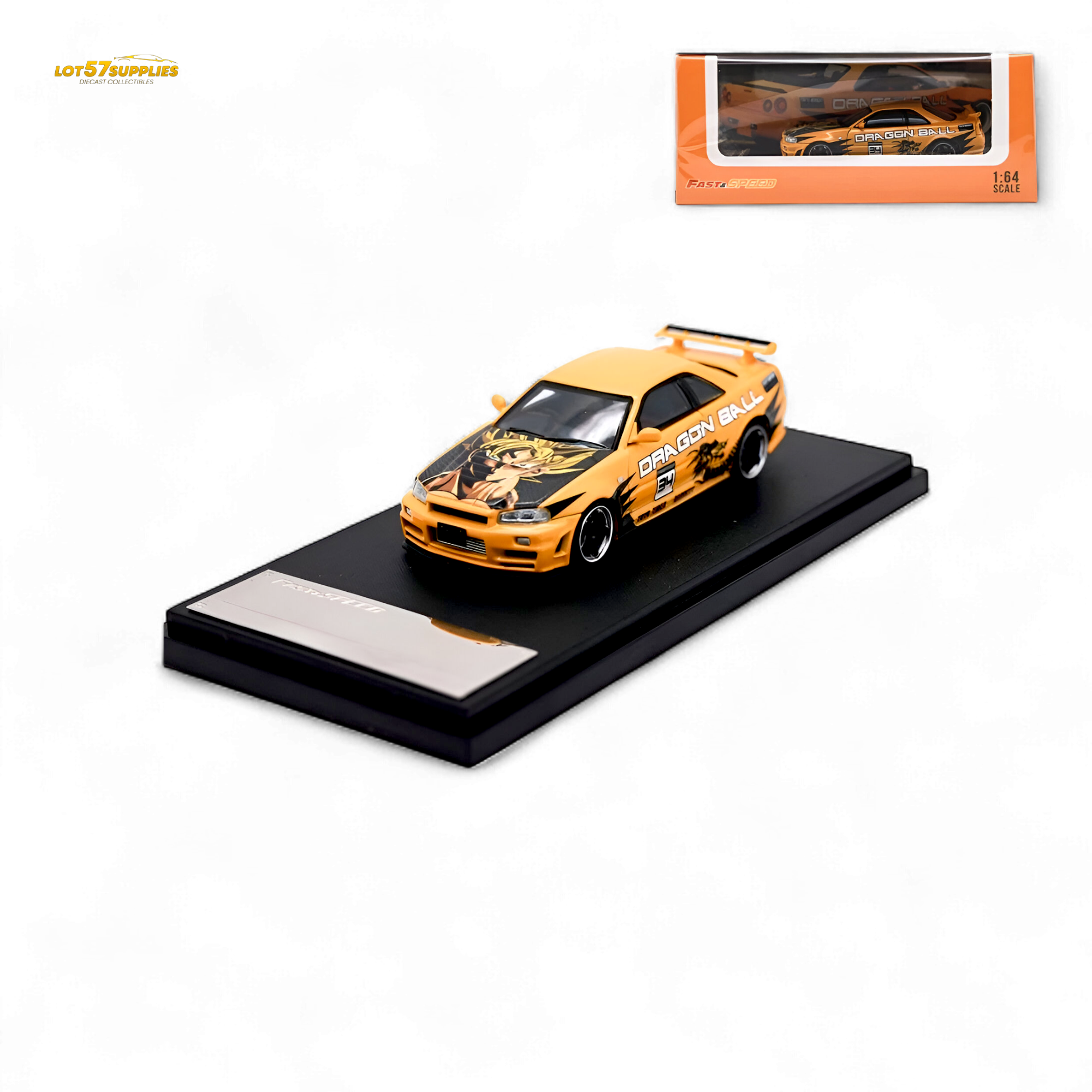 Fast Speed Skyline R34 GT-R Orange Dragon Z 1:64