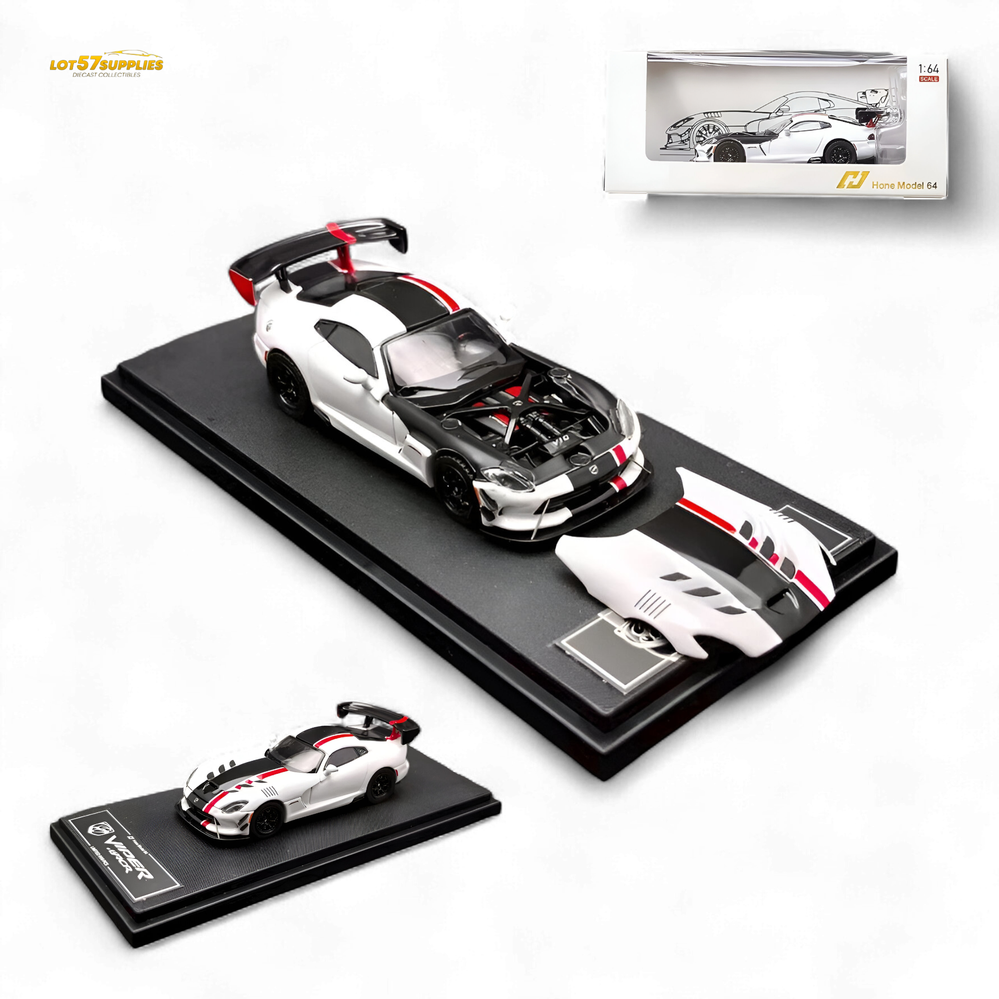 Hone Model Dodge Viper ACR White 1:64