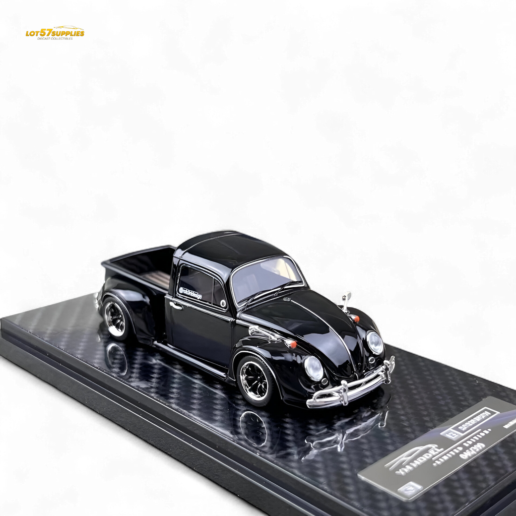 YM Model Volkswagen Beetle Pickup Truck FUSCUP Black 1:64